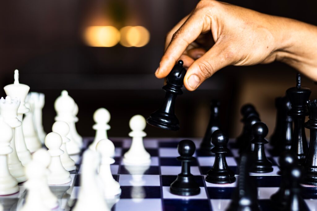 Person playing chess.
