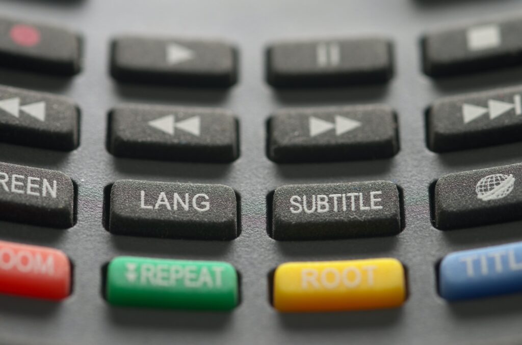 language and subtitle buttons on remote
