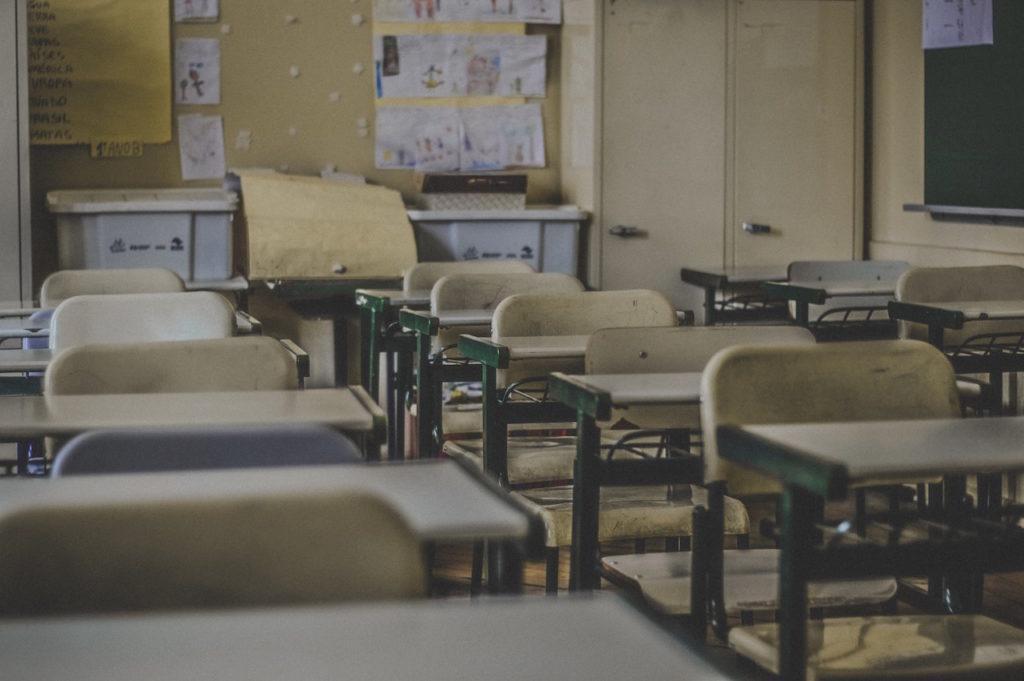 Chairs in a classroom.