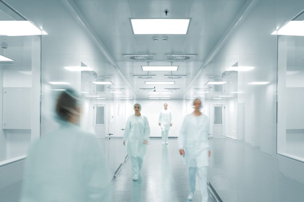 A hospital corridor.