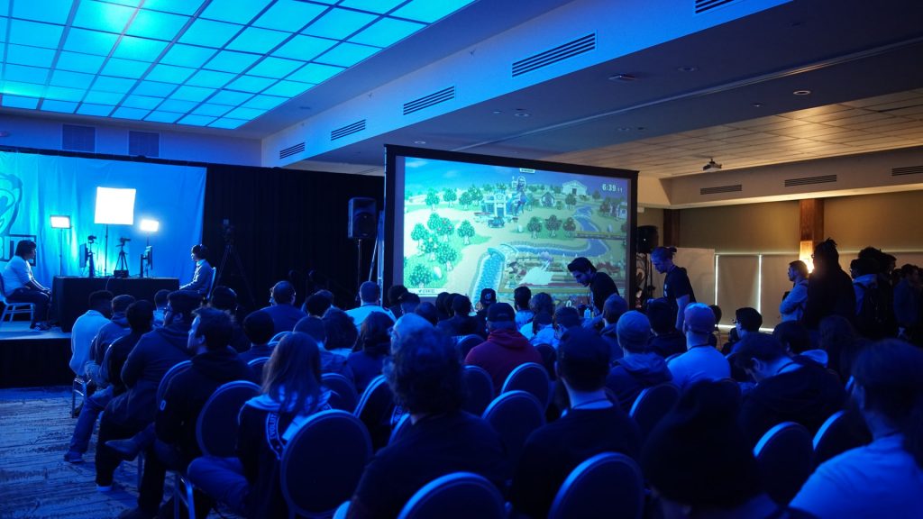 gaming event in blue hue