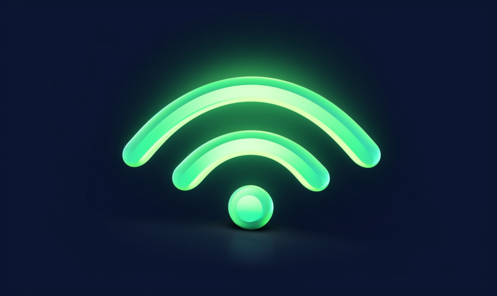 green wifi symbol on a dark blue background
