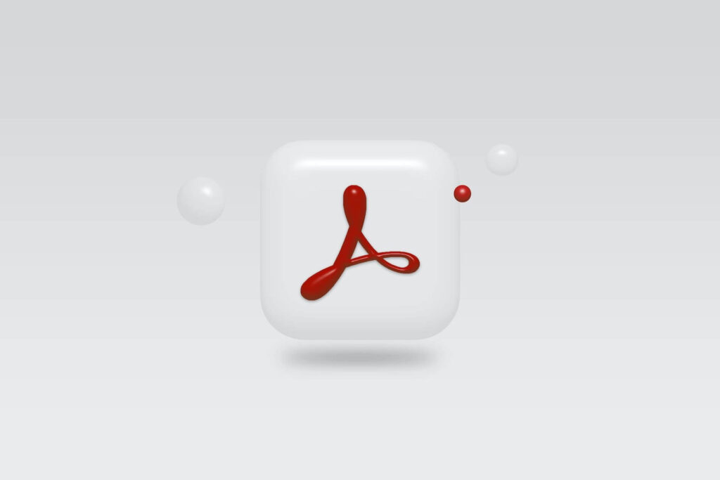 A 3D render of the Adobe PDF editor icon