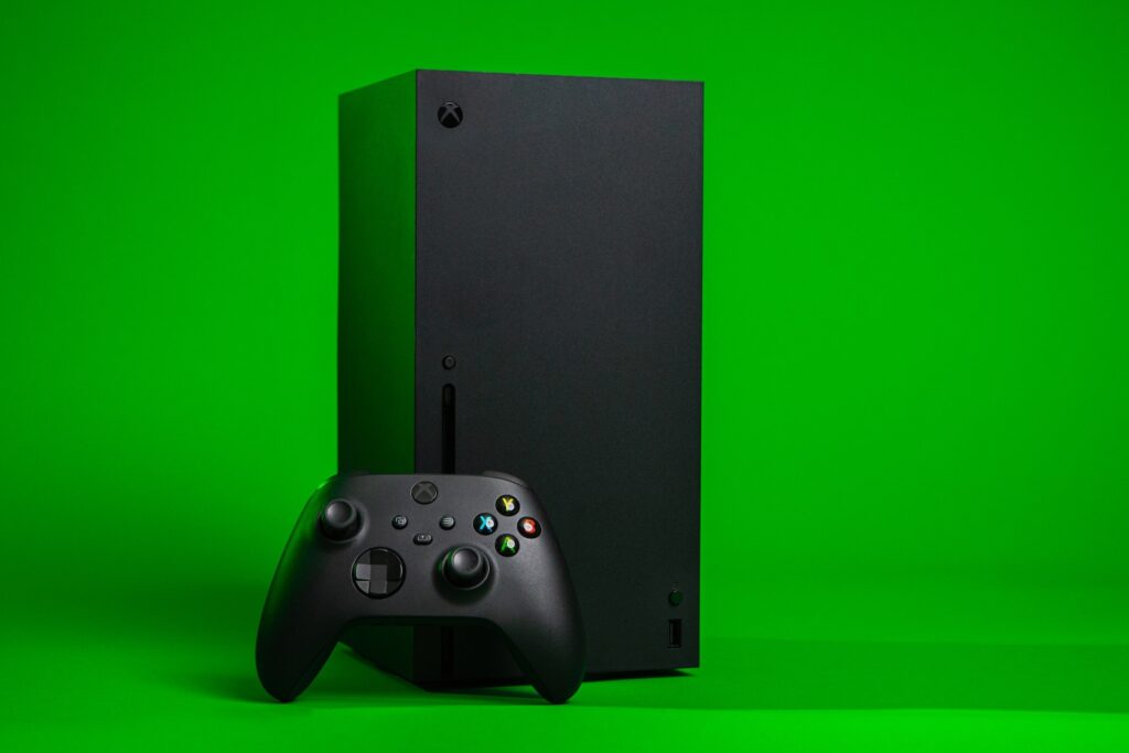 An Xbox console and controller.