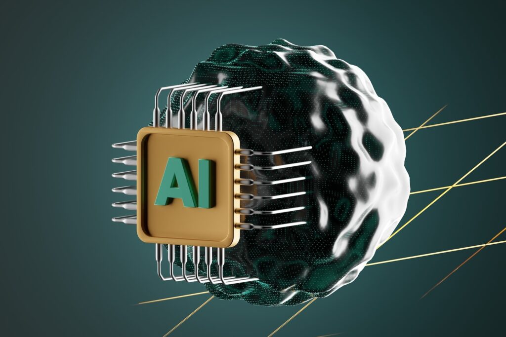 A 3D render of artificial intelligence.