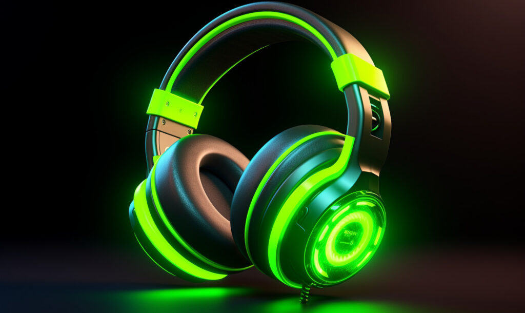 black and green over ear headphones