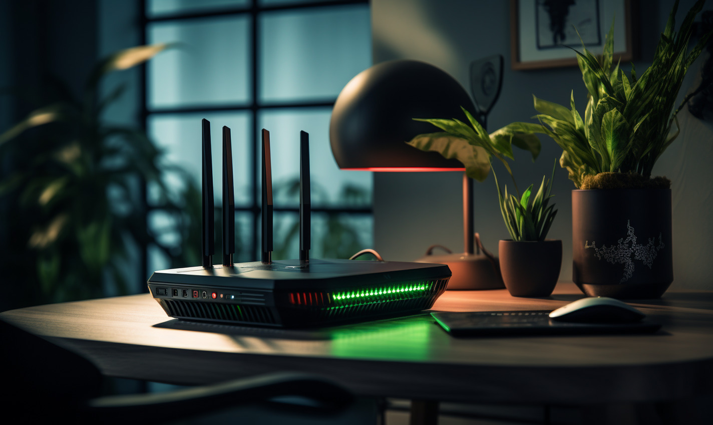 wifi router in a furnished home office