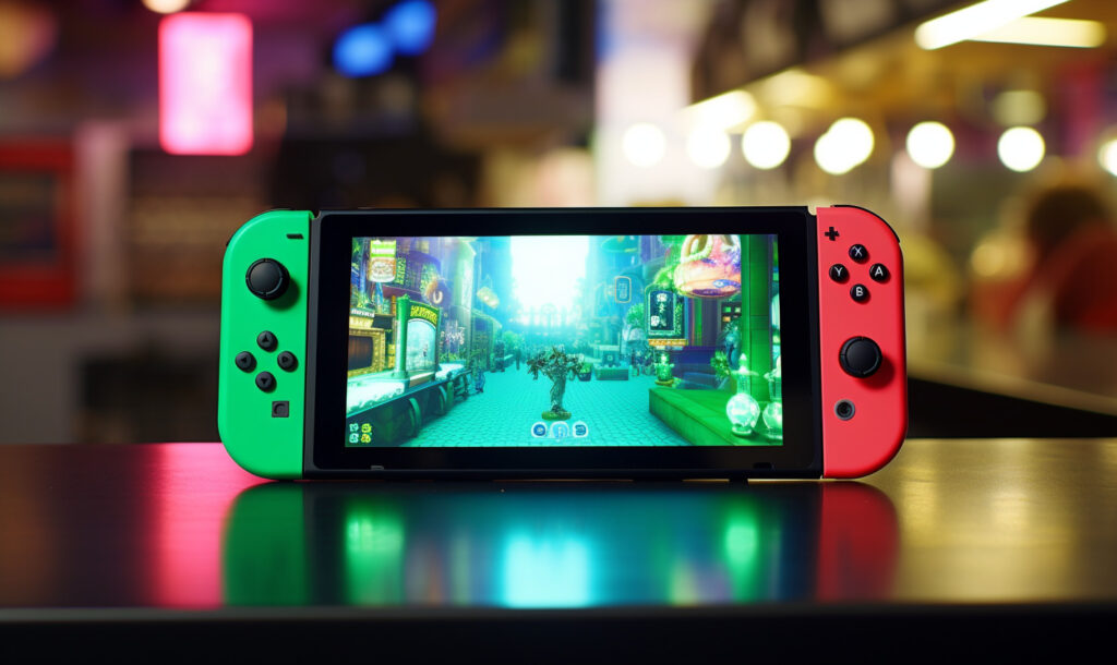 nintendo switch on display in a store