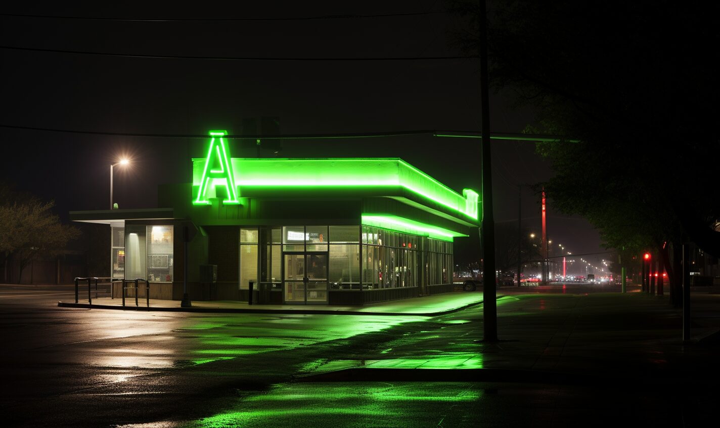 arlington, texas in black and neon green glow