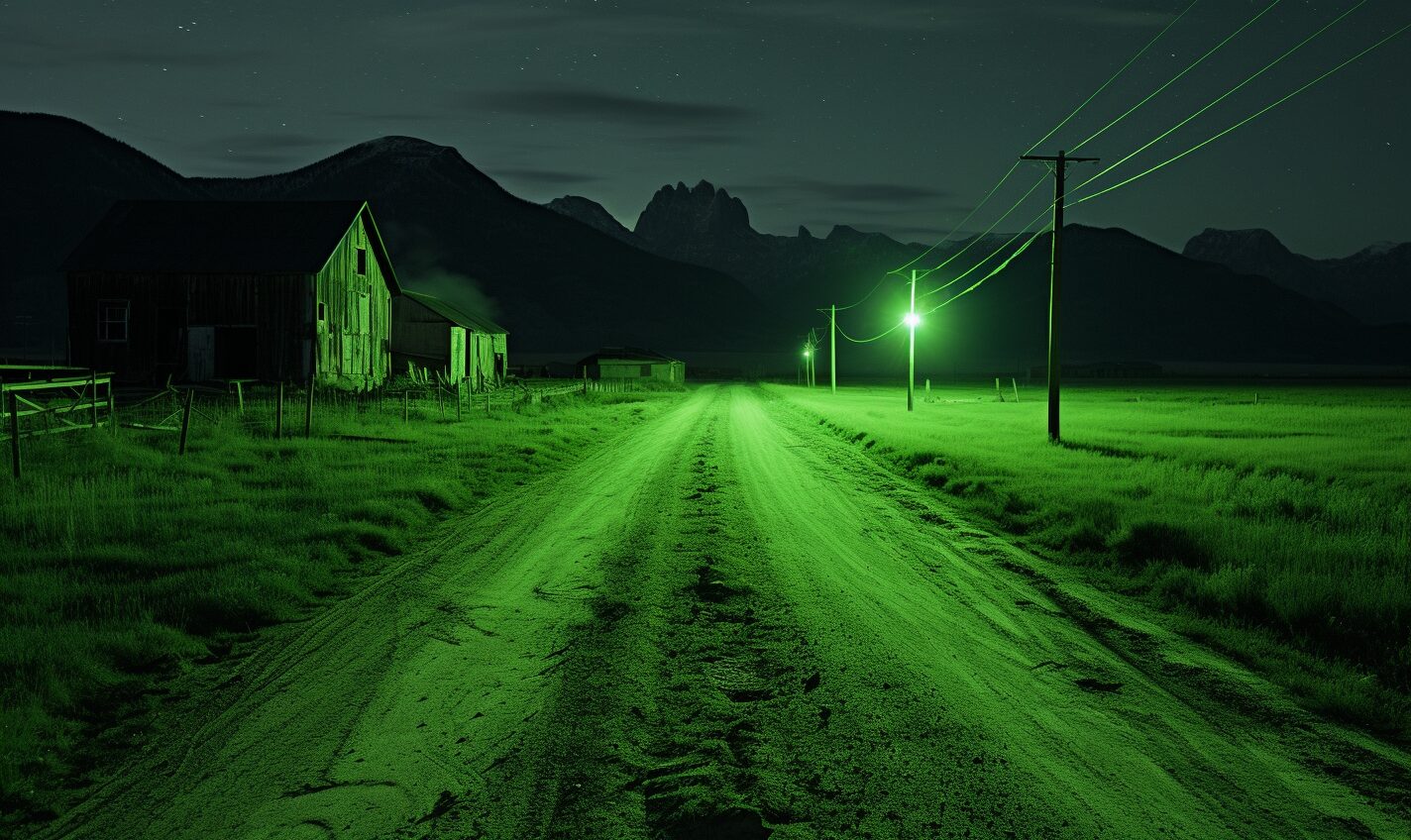 billings, montana in black and neon green glow