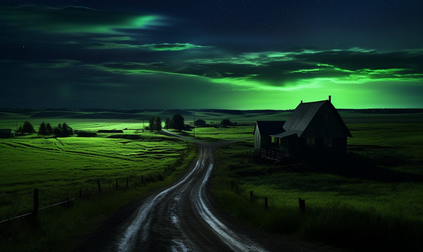 bismarck, north dakota in black and neon green glow