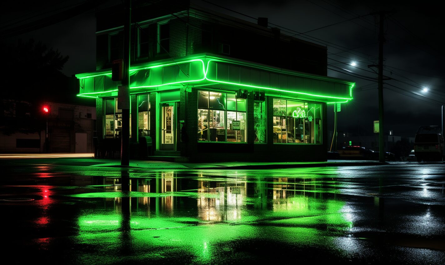 budd lake, new jersey in black and neon green glow