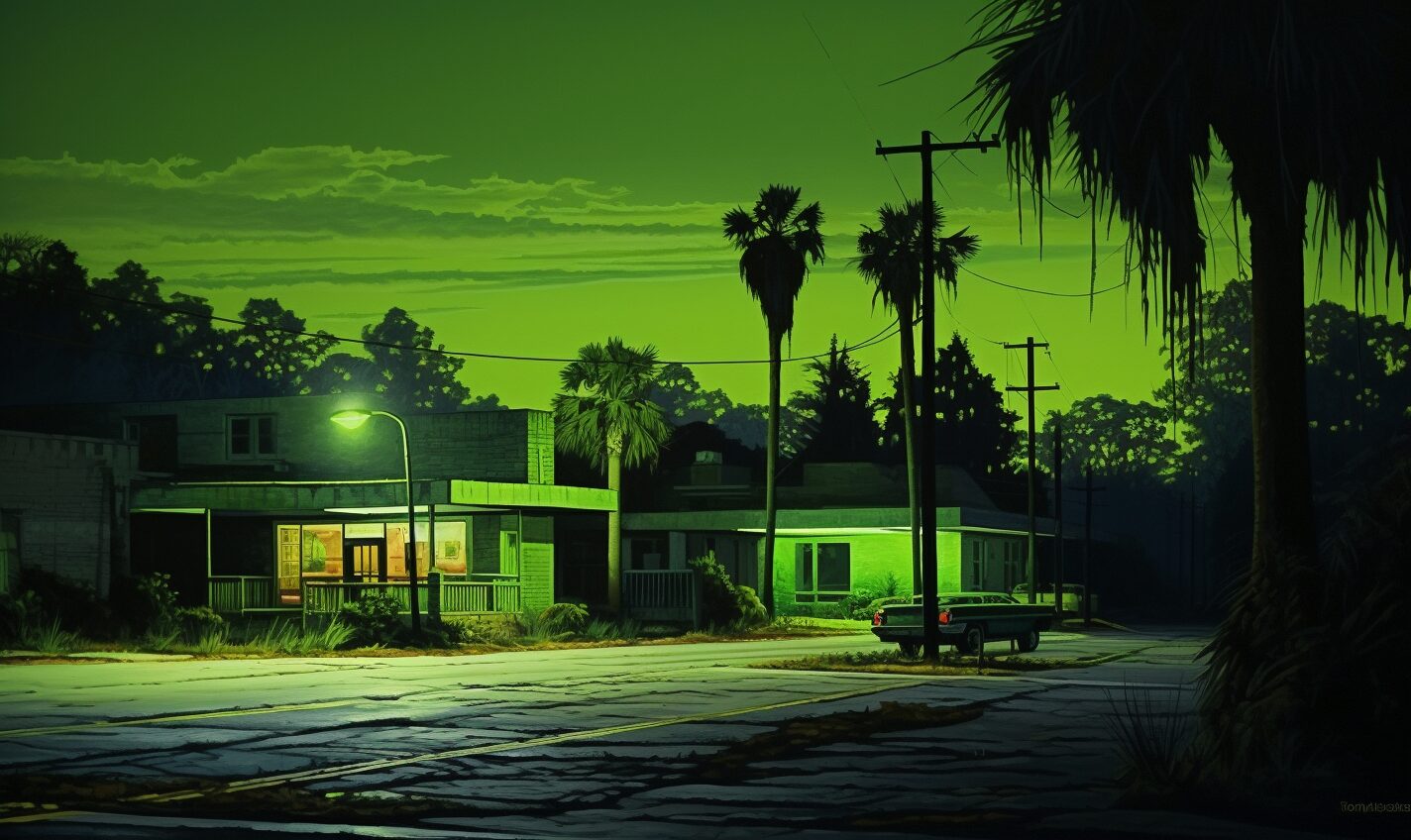 charleston, south carolina in a black and neon green glow