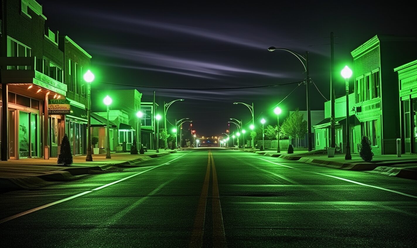 clarskville, tennessee in a black and neon green glow