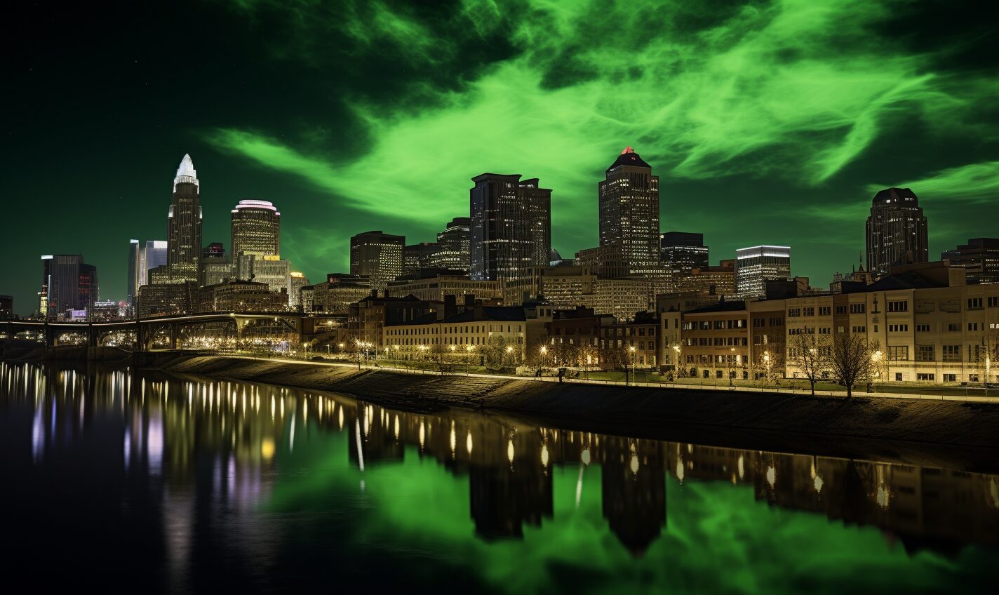 columbus, ohio in a black and neon green glow