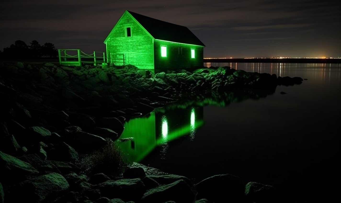 cranston, rhode island in a black and neon green glow