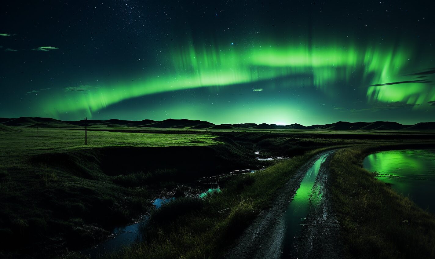 fargo, north dakota in black and neon green glow