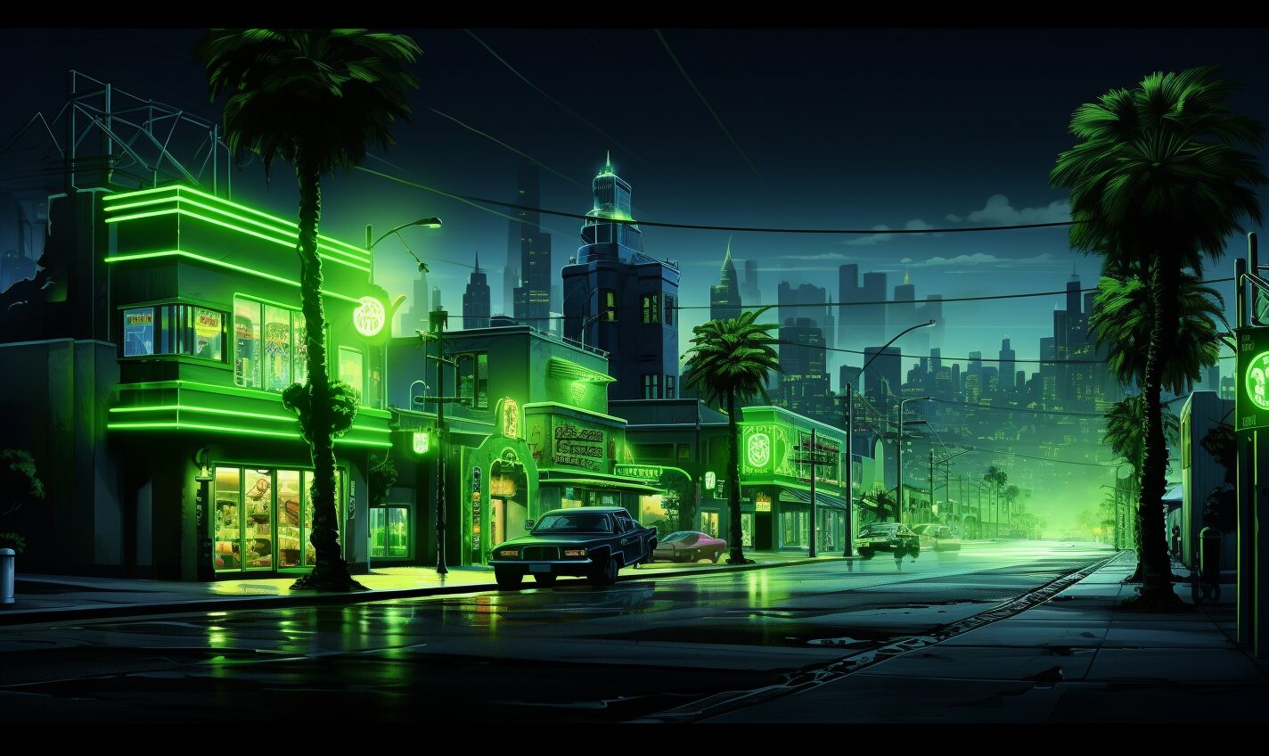 fremont, california in black and neon green glow