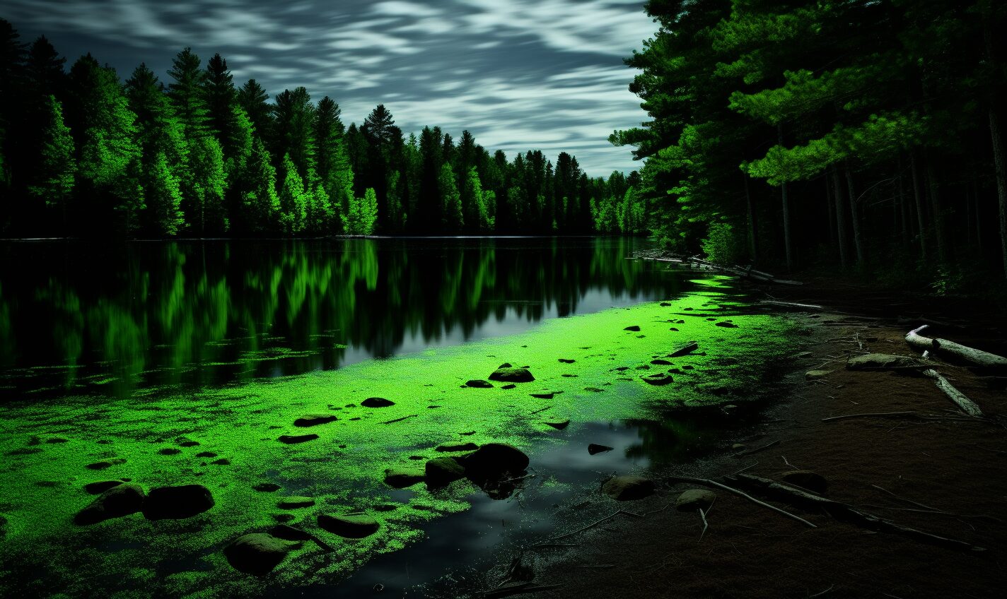 grand rapids, michigan in black and neon green glow