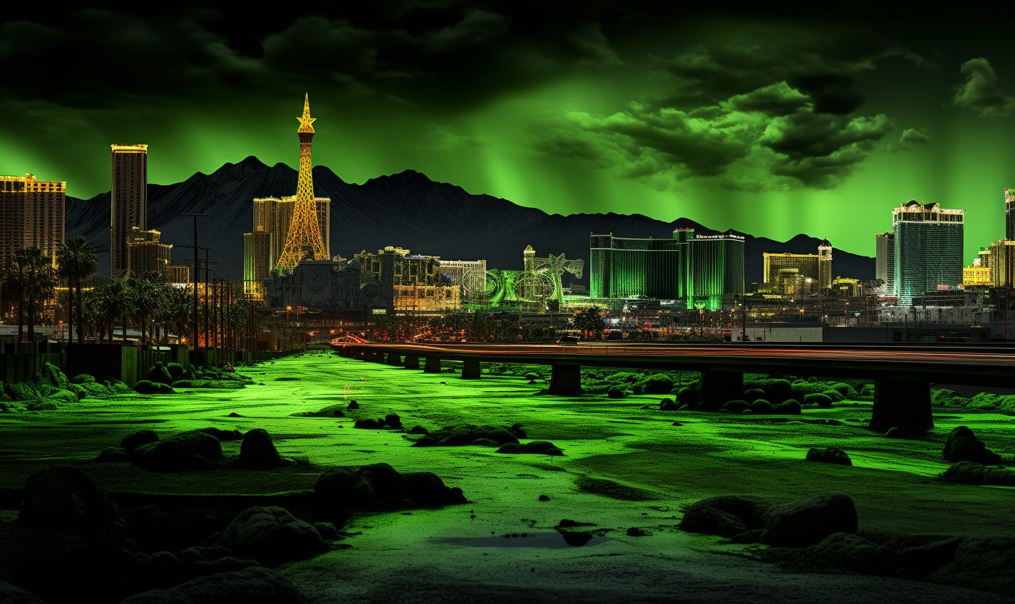 henderson, nevada in a black and neon green glow