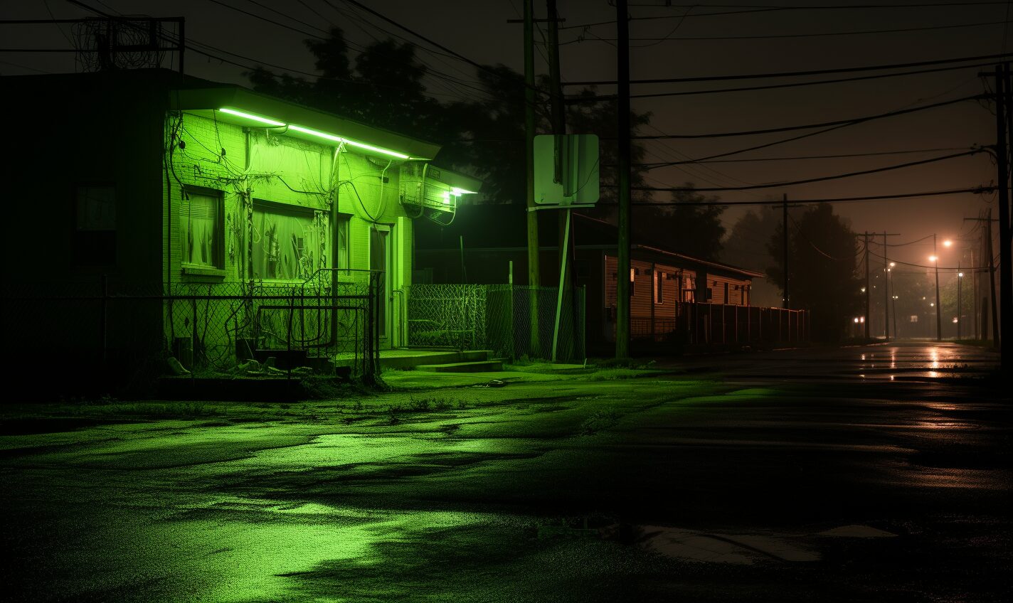 lakewood, new jersey in black and neon green glow