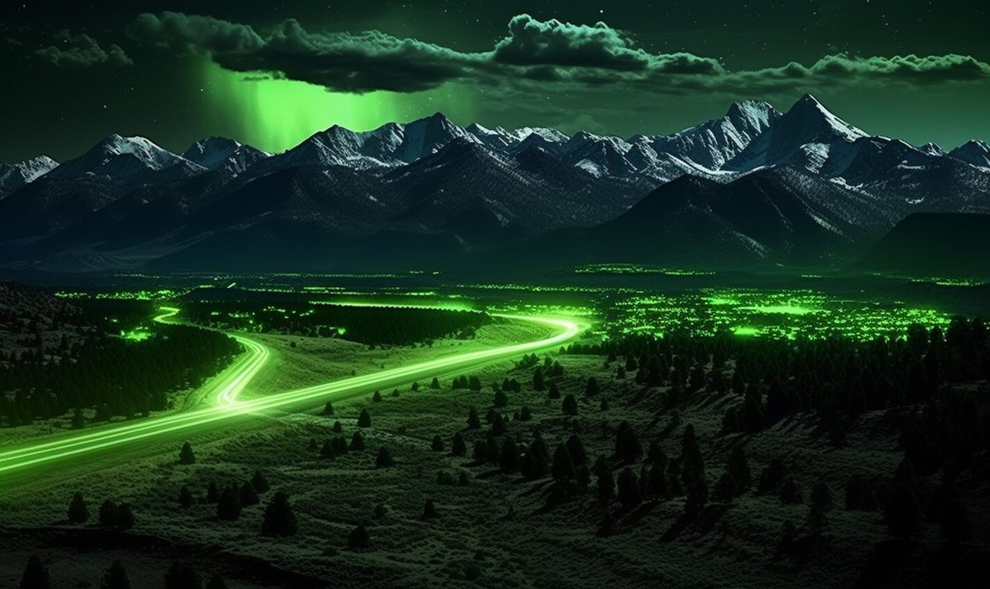 lakewood, colorado in black and neon green glow
