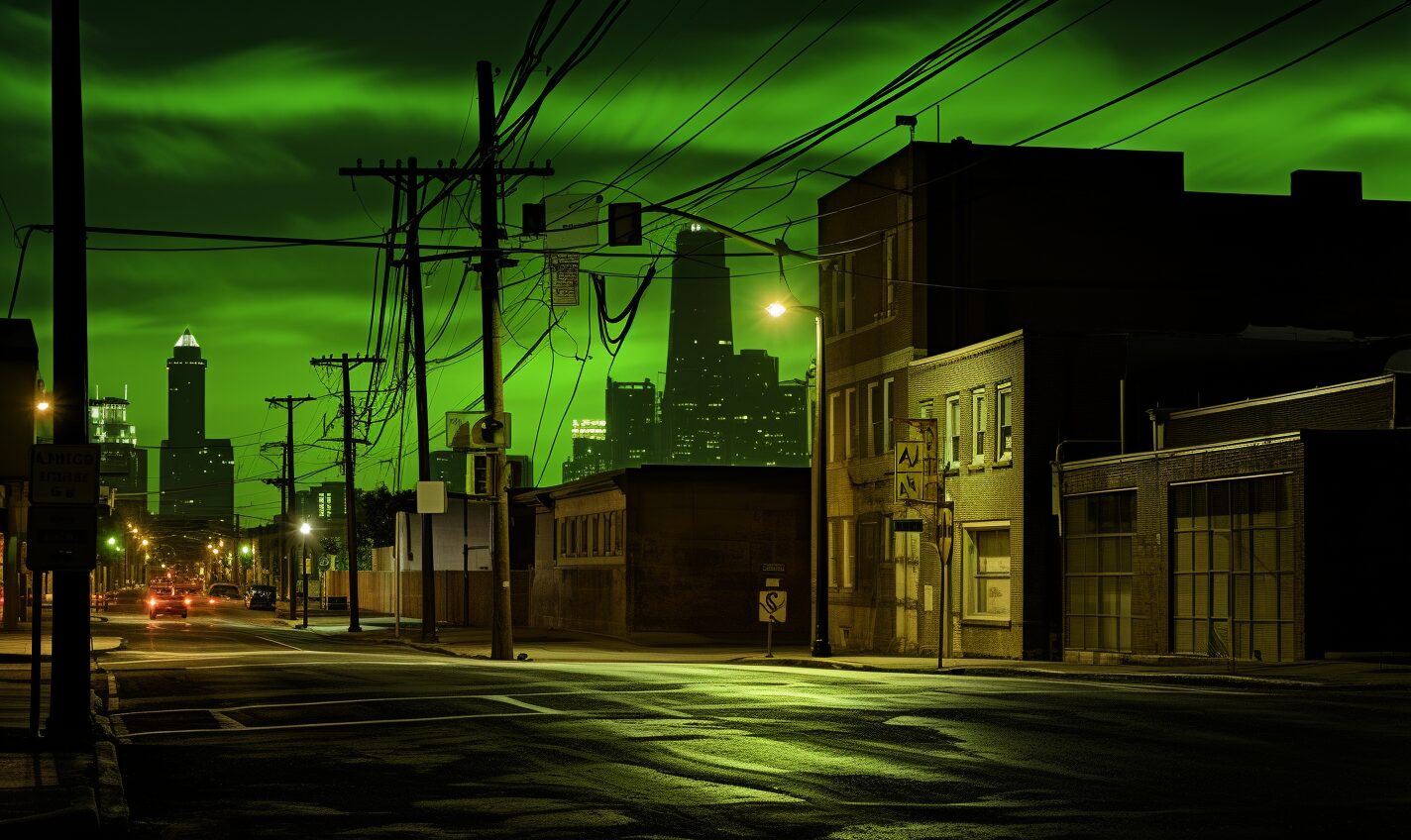lancaster, pennsylvania in black and neon green glow