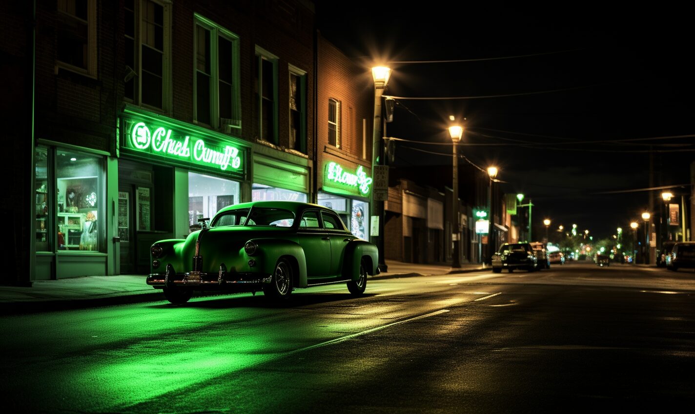 louisville, kentucky in black and neon green glow