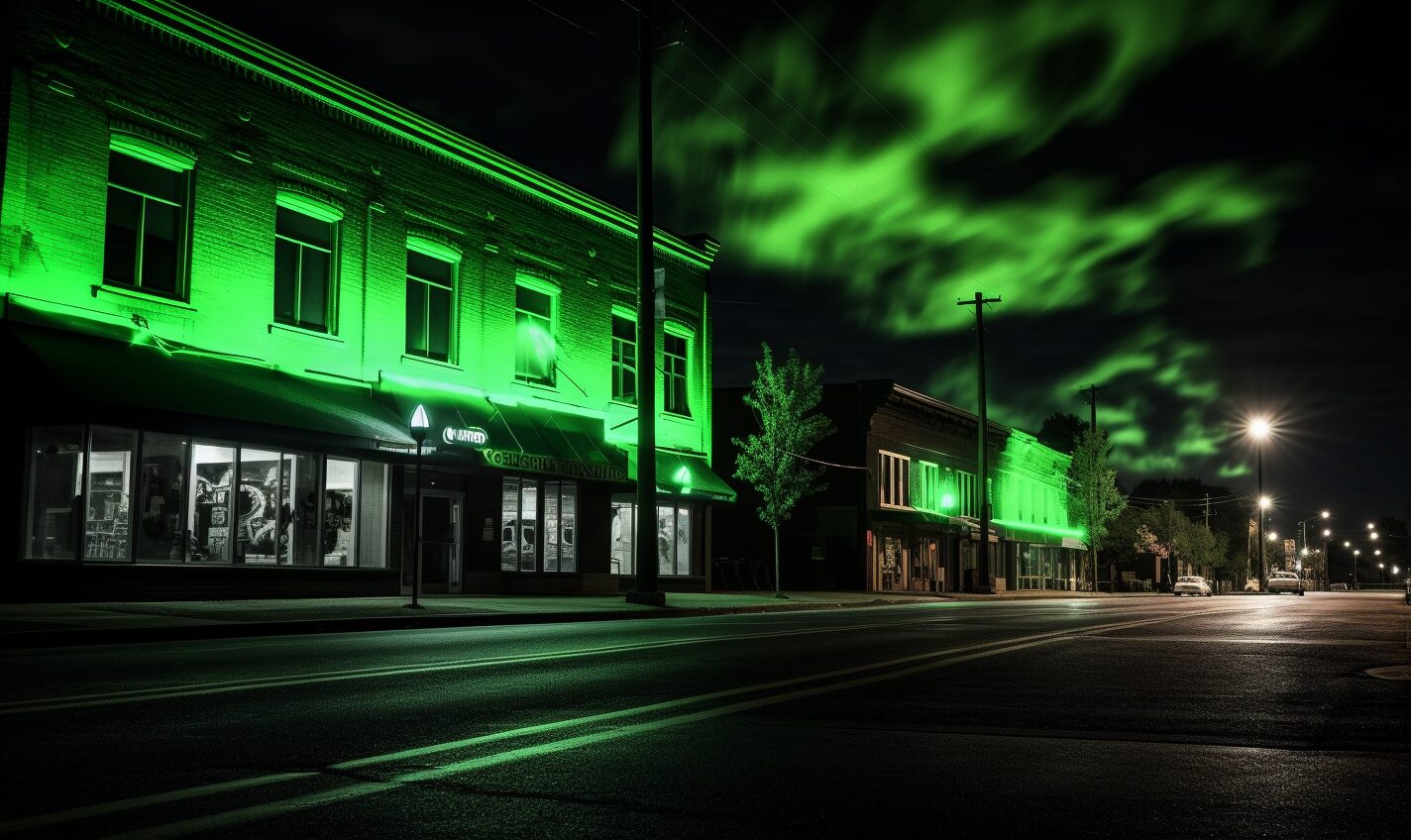 murfreesboro, tennessee in a black and neon green glow