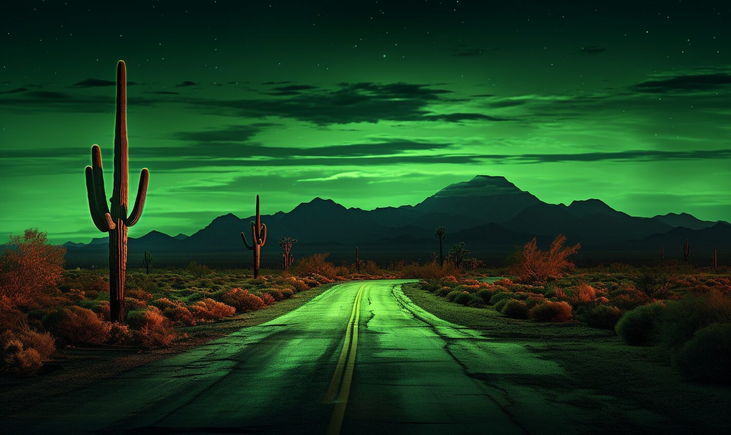 peoria, arizona in black and neon green glow