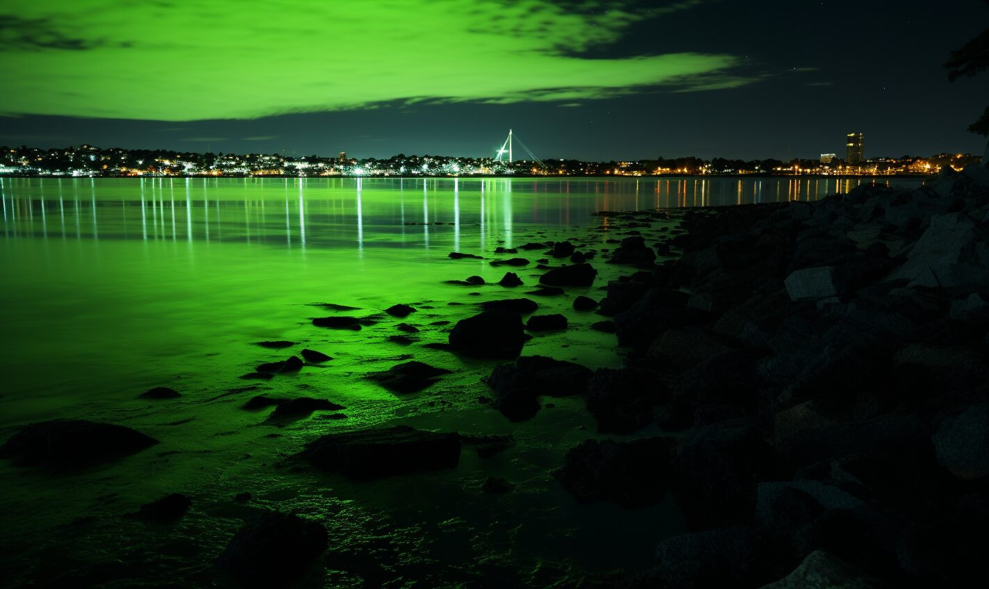 providence, rhode island in a black and neon green glow