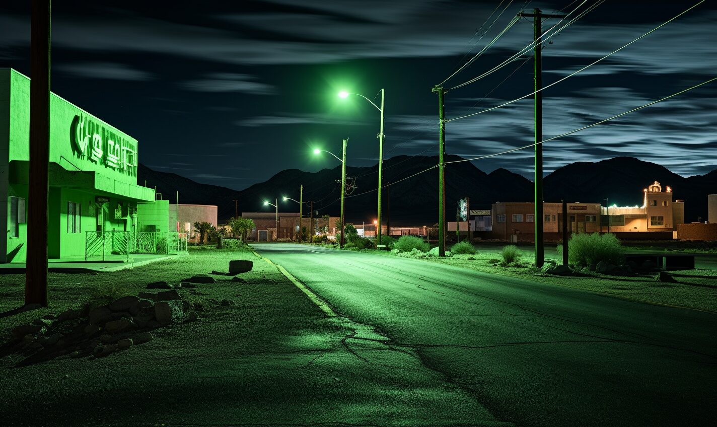 reno, nevada in a black and neon green glow