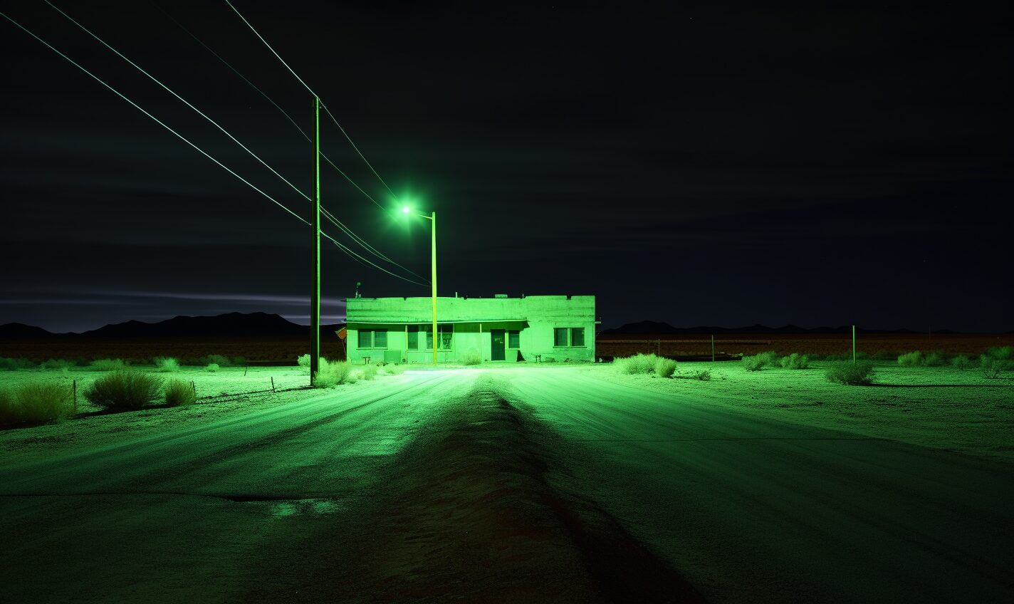 rio rancho, new mexico in black and neon green glow