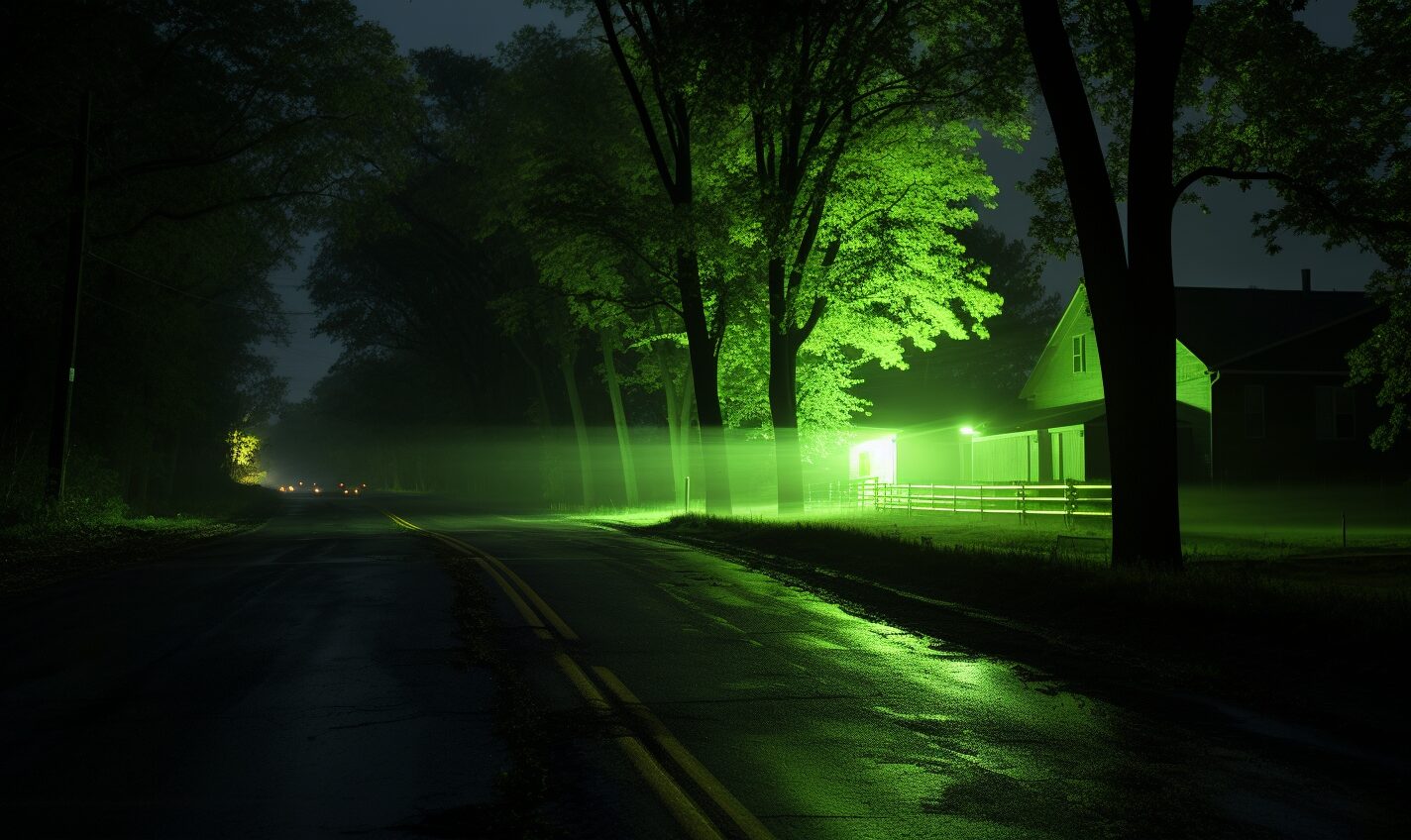 rockford, illinois in black and neon green glow