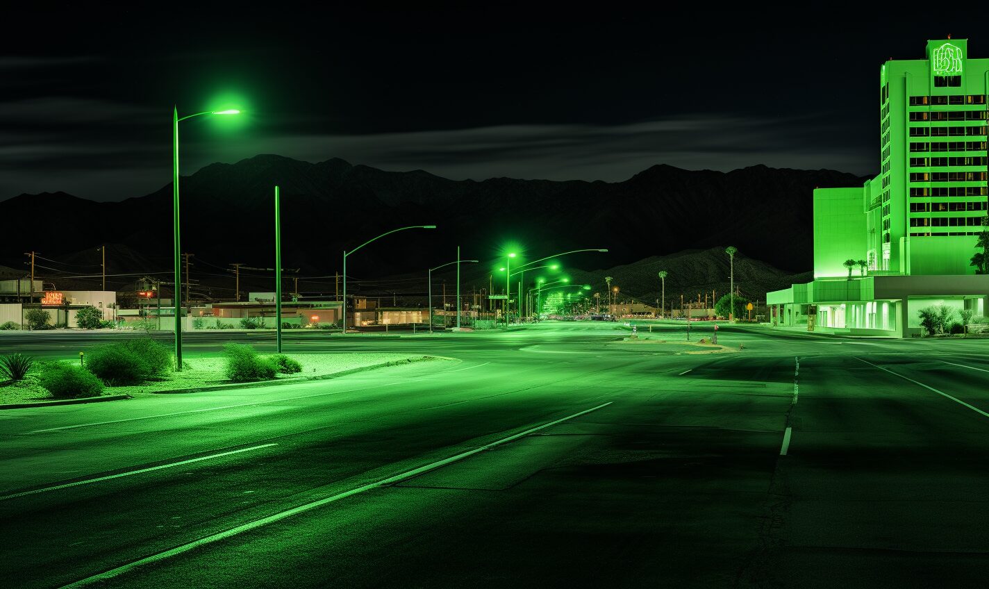 spring valley, nevada in a black and neon green glow