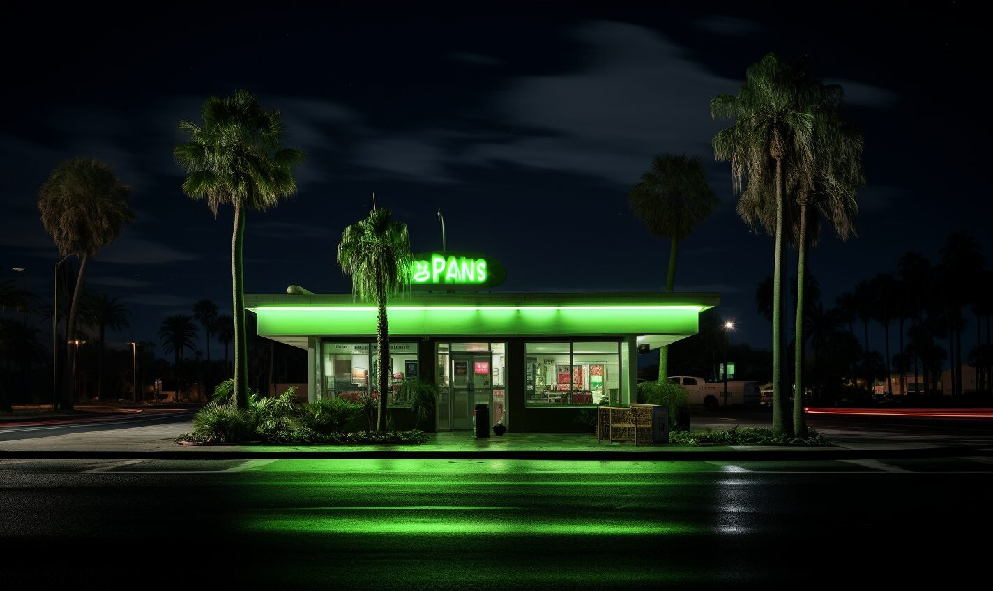 tampa, florida in black and neon green glow