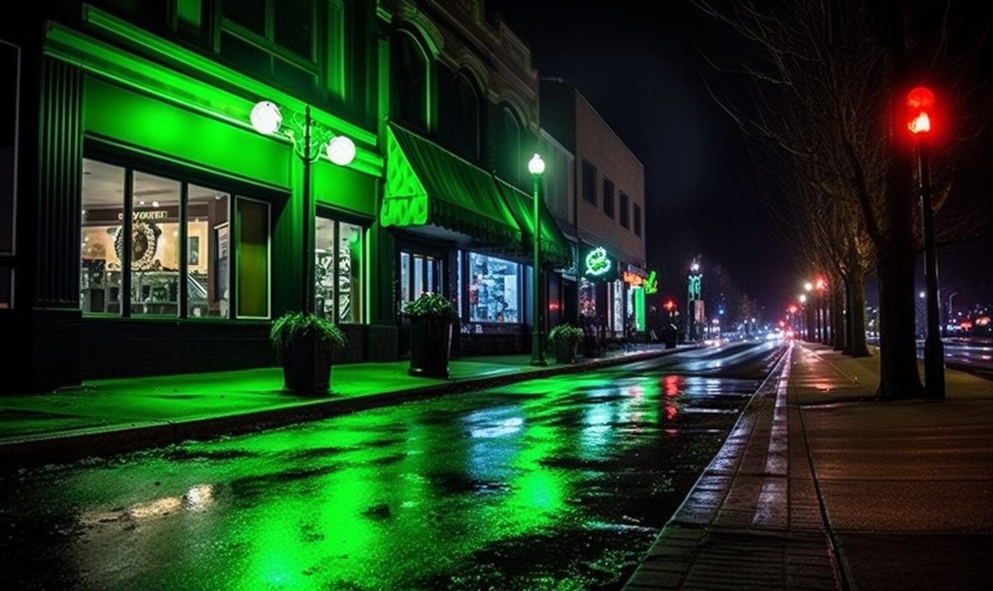 vancouver, washington in a black and neon green glow