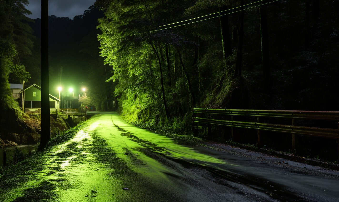 winston-salem, north carolina in black and neon green glow