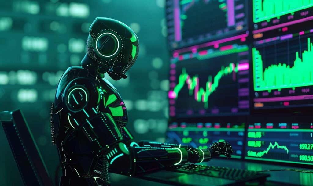 a robot trading stocks on a computer