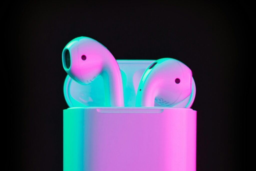 AirPods in their case.