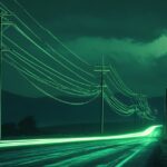 Phone lines along a road.