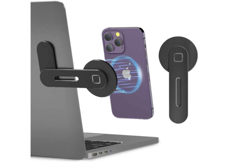 A mount clip for your iPhone that you can attach to your laptop.