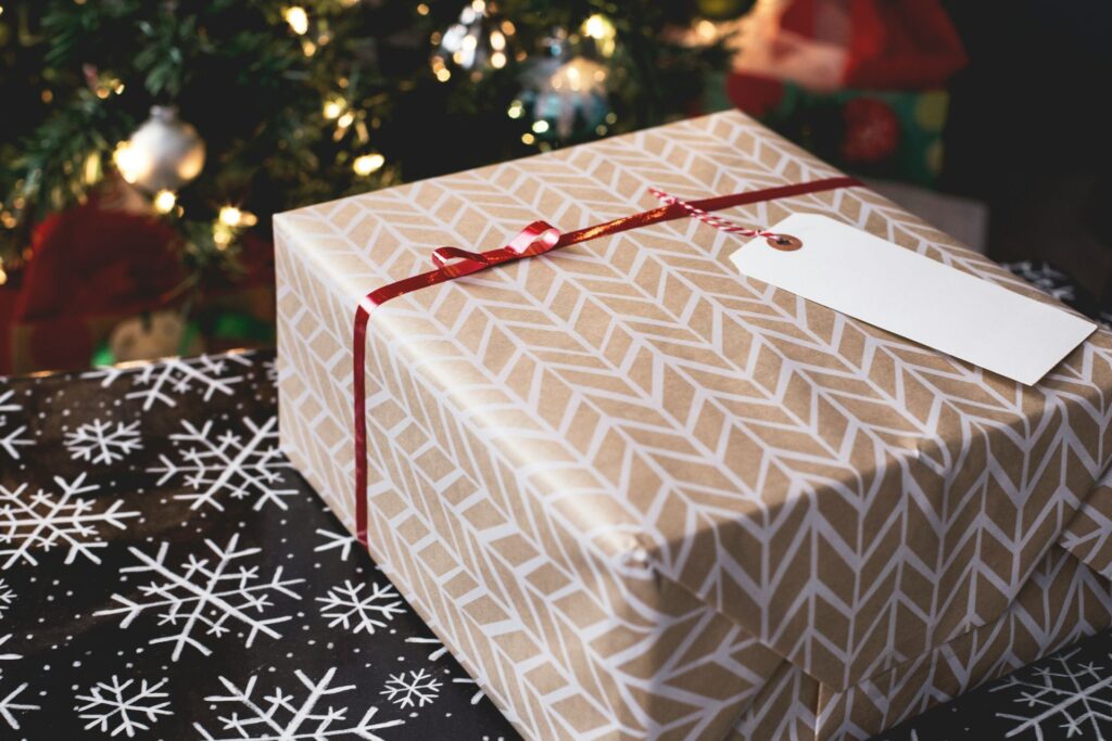 Presents sitting under a Christmas tree