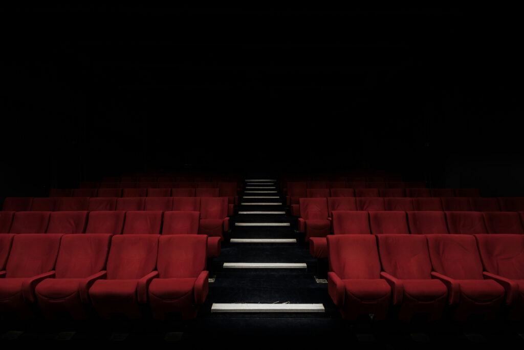 movie theater with red chairs