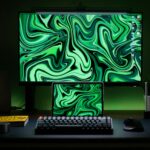 A green computer screen.