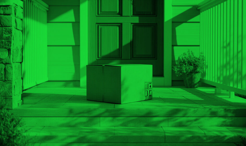 A package sitting on a front porch
