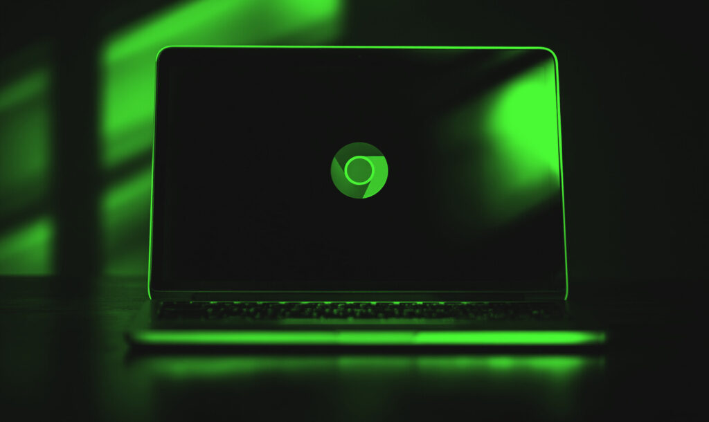 A Google Chrome icon on a laptop screen