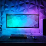 4k gaming monitor illuminated in the dark