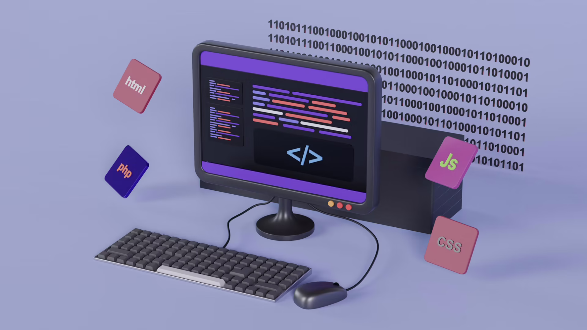 3D illustration of programming languages
